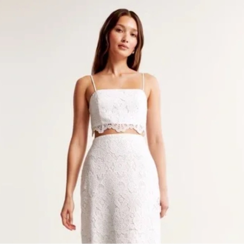 Abercrombie & Fitch White Lace Crop Top